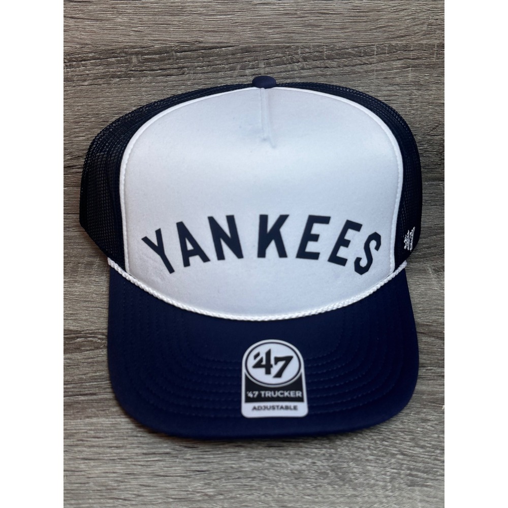 47 Brand New York Yankees Trucker Hat Mens Adjustable Navy Foam Snapback NEW